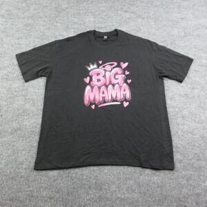 Big Mama Shirt Womens 3XL Black Crew Neck 100% Cotton Relaxed Fit Graphic Tee